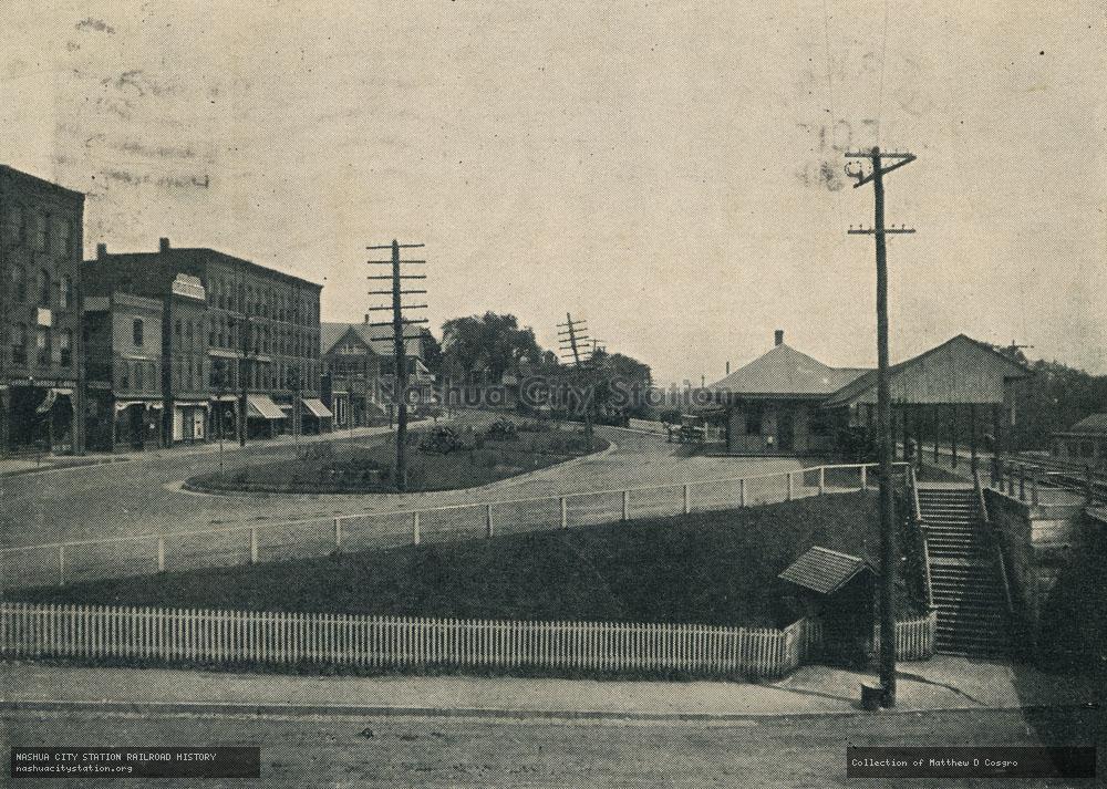 Postcard: Railroad Square and Depot Park, Bristol, Connecticut